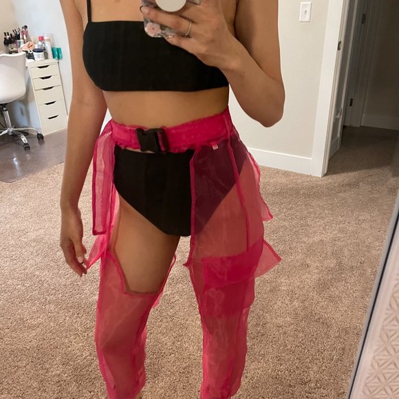 Pink Mesh Rave Chaps - Picture 3 of 7